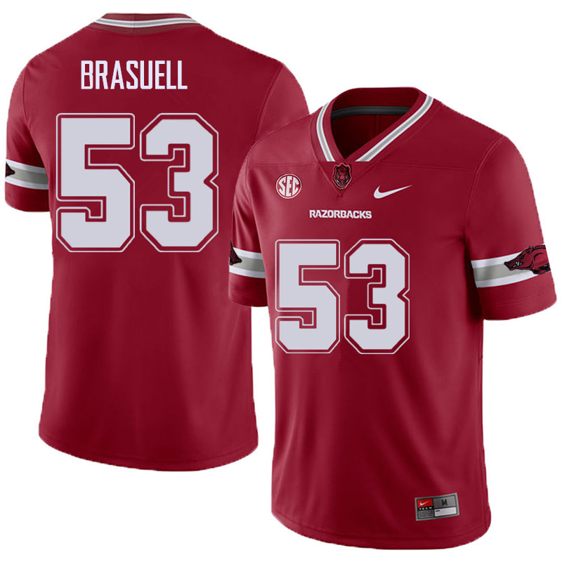 Men #53 Ben Brasuell Arkansas Razorback College Football Alternate Jerseys Sale-Cardinal
